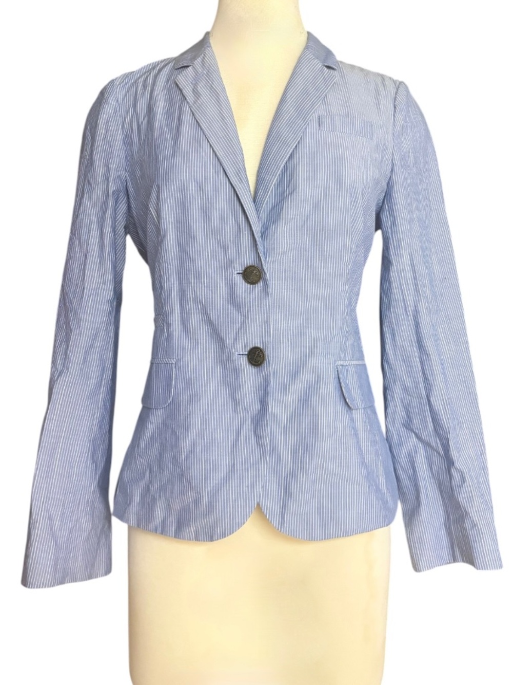 J. CREW 4 blue white stripe cotton NWT 2 button blazer pockets schoolboy fitted